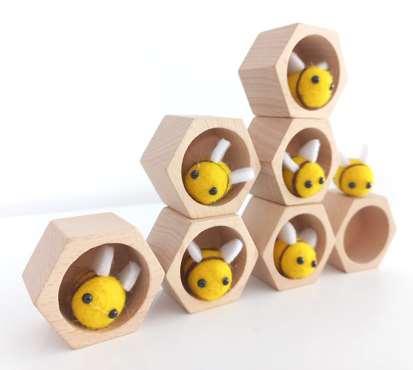 Natural Beehives with Little Bees