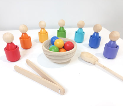 Rainbow Cups & Balls Set with Peg People