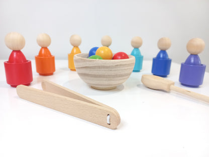 Rainbow Cups & Balls Set with Peg People
