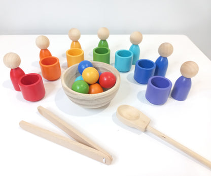 Rainbow Cups & Balls Set with Peg People