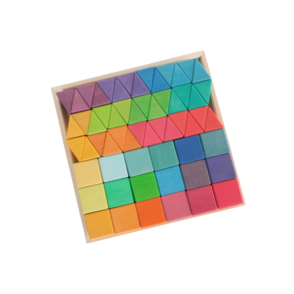 Rainbow Cube & Triangle Block Set – Busy Little Bundles