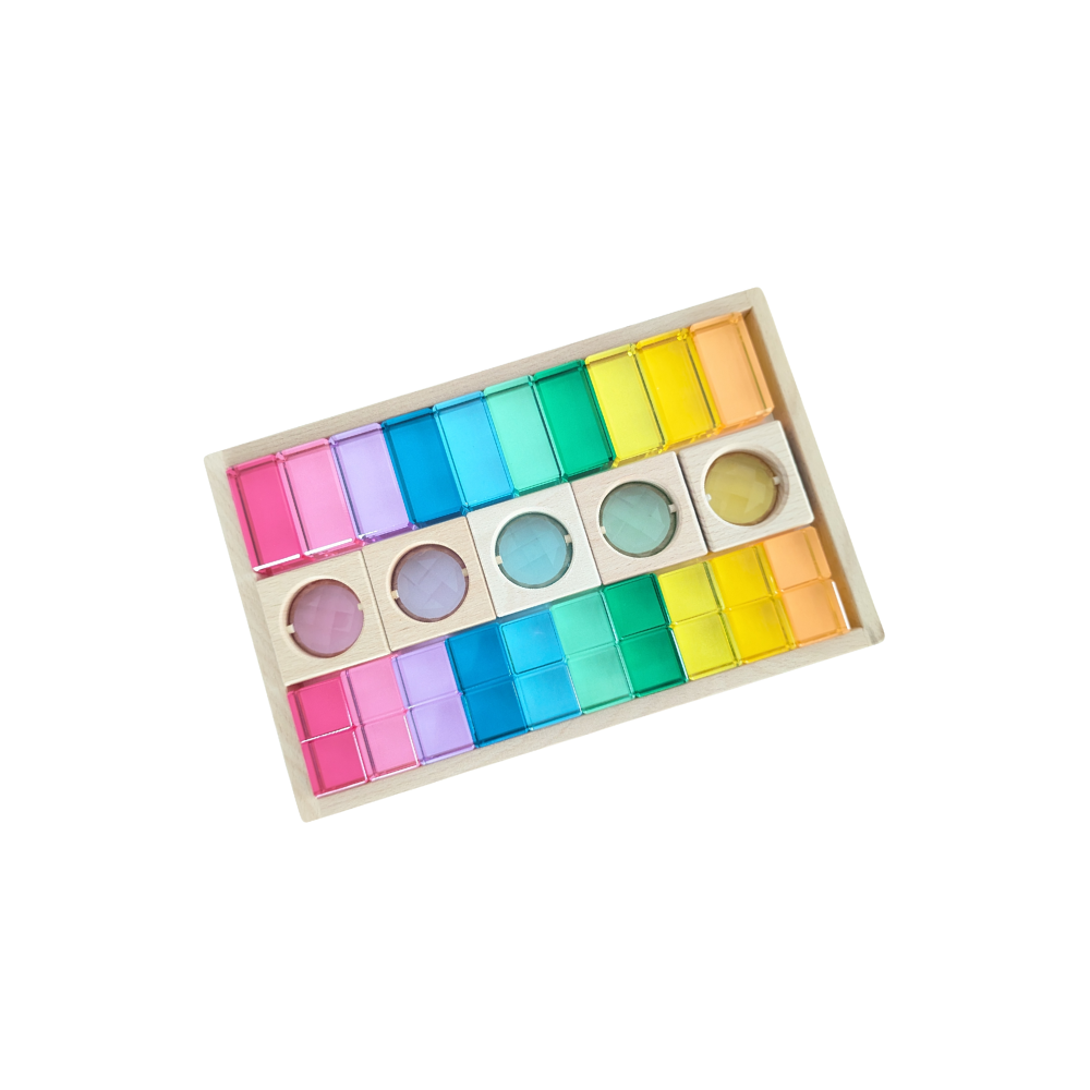 Block Set Pastel Acrylic Block and Gemstone Window Set - Pastel – Busy Little Bundles