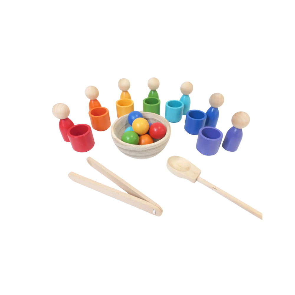 Rainbow Cups & Balls Set with Peg People