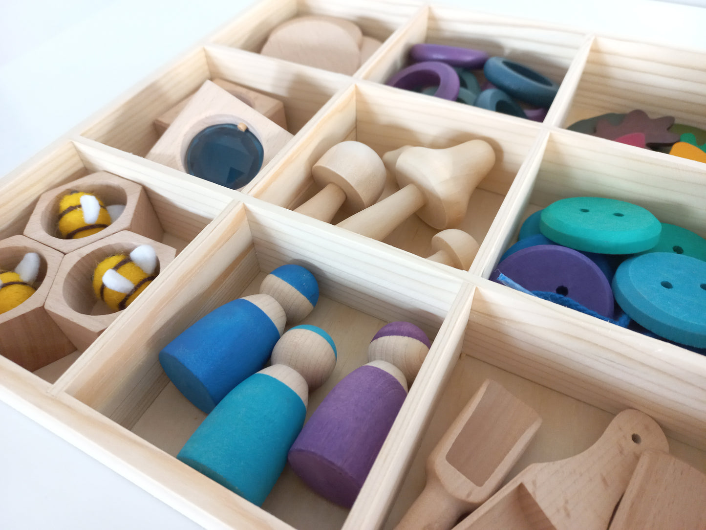 Wooden Tray with Compartments